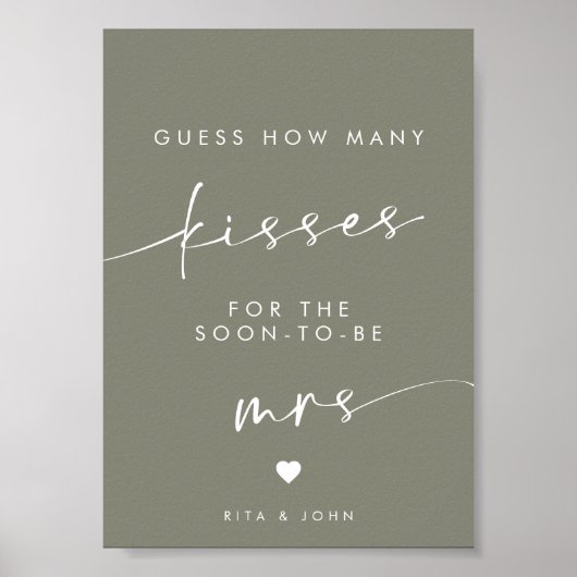 Sage Green Kisses voor Mrs Vrijgezellenfeest Game  Poster (Voorkant)