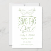 Sage Green Kissing Birds Magnetic Save the Date Magnetische Uitnodiging (Voorkant)