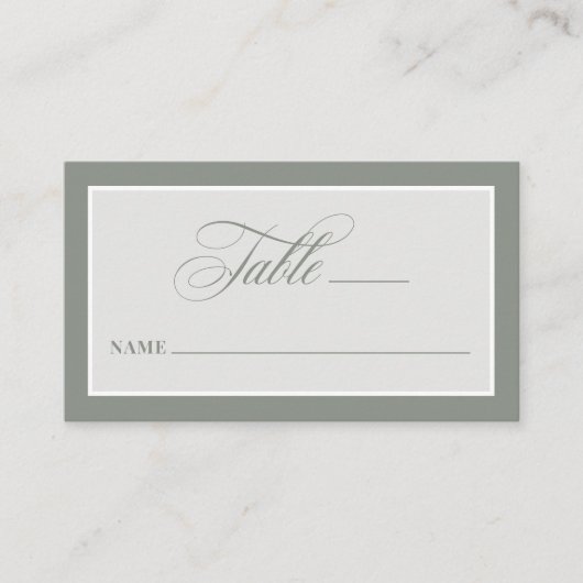 Sage Green | Klassieke en Luxe bruiloft flat Plaatskaartje (Voorkant)