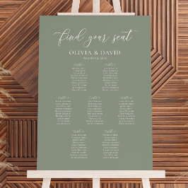 Sage Green Kleur 7 Tafels Welkom Zitplaatskaart Poster