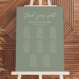 Sage Green Kleur 8 Tafels Welkom Zitplaatskaart Poster