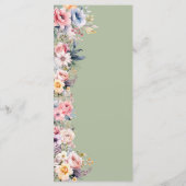 Sage Green Kleurrijke Wildflowers Wedding Menu (Achterkant)