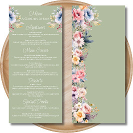 Sage Green Kleurrijke Wildflowers Wedding Menu