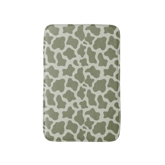 Sage Green Koe Print Badmat (Voorkant Verticaal)