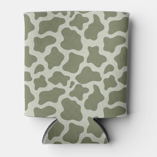 Sage Green Koe Print Blikjeskoeler (Voorkant)