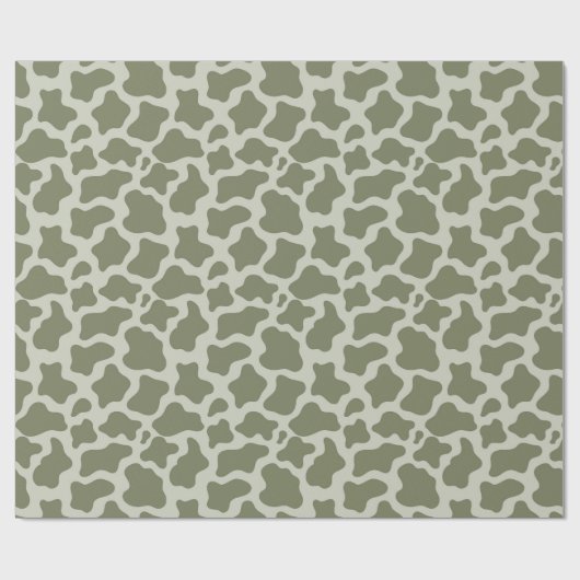Sage Green Koe Print Cadeaupapier (Vlak)