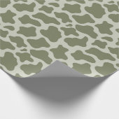 Sage Green Koe Print Cadeaupapier (Hoek)