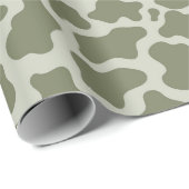 Sage Green Koe Print Cadeaupapier (Rol Hoek)
