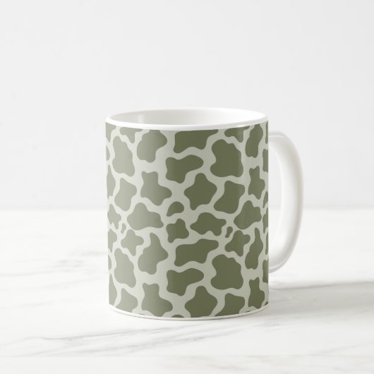 Sage Green Koe Print Koffiemok (Voorkant rechts)