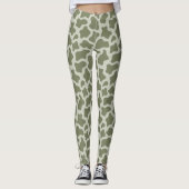 Sage Green Koe Print Leggings (Voorkant)