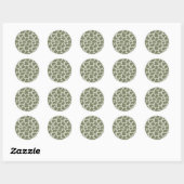 Sage Green Koe Print Ronde Sticker (Vel)