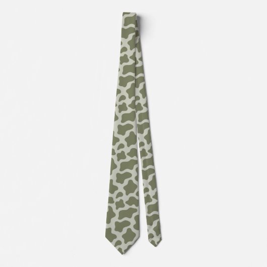 Sage Green Koe Print Stropdas (Voorkant)