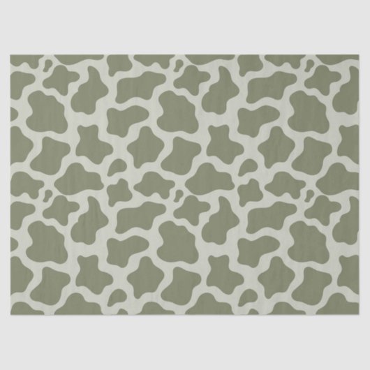 Sage Green Koe Print Tissuepapier (Voorkant)