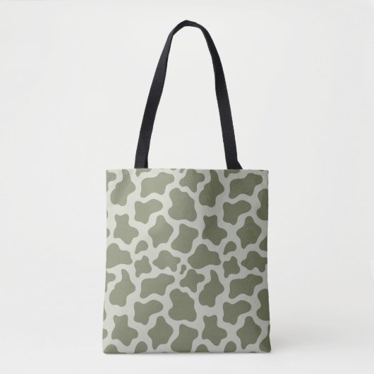 Sage Green Koe Print Tote Bag (Voorkant)