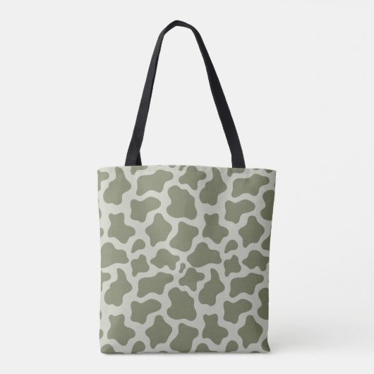 Sage Green Koe Print Tote Bag (Achterkant)