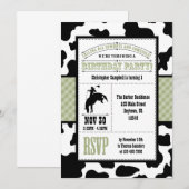 Sage Green Koeienhuid Cowboy Birthday Uitnodiging (Voorkant / Achterkant)
