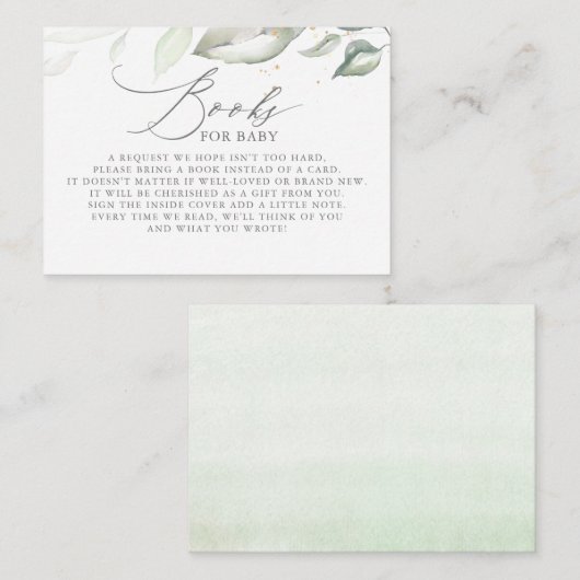 Sage Green laat boeken achter voor Baby Informatiekaartje (Voorkant / Achterkant)