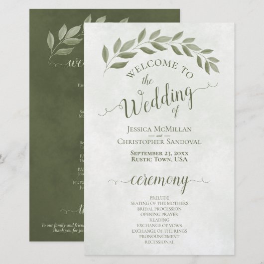 Sage Green laat het programma Elegant Budget Weddi (Voorkant / Achterkant)