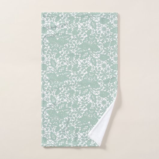 Sage Green Lace Design BATHROOM TOWEL SET Bad Handdoek (Handdoek)