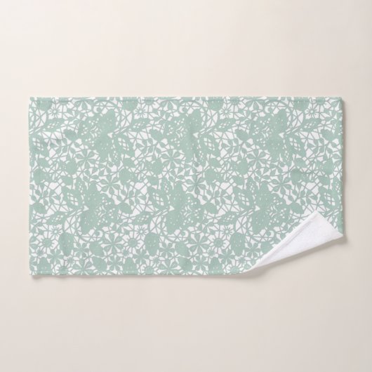 Sage Green Lace Design BATHROOM TOWEL SET Bad Handdoek (Handdoek)