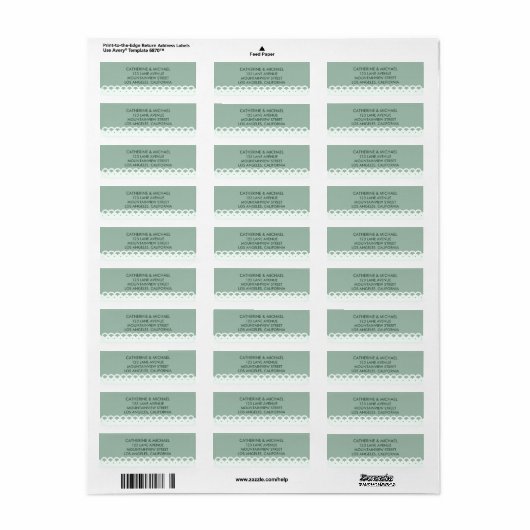 Sage Green Lace Pattern Elegant Classic Wedding Etiket (Full Sheet)