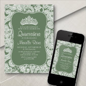 Sage Green Lace Quinceañera Kaart
