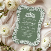 Sage Green Lace Quinceañera Kaart