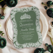 Sage Green Lace Quinceañera Kaart