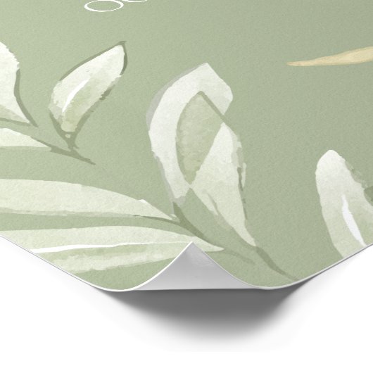 Sage Green Ladybug Greenery Baby shower Welkom Poster (Hoek)