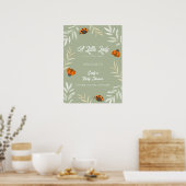 Sage Green Ladybug Greenery Baby shower Welkom Poster (Keuken)