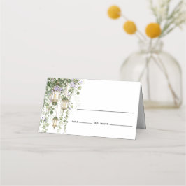 Sage Green Lantern Garden Themed Place Card  Plaatskaartje