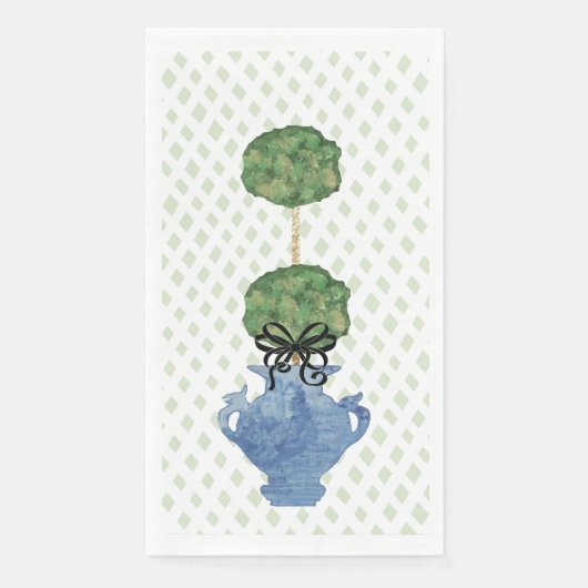 Sage Green Lattice Topiary Ginger Jar Servet (Voorkant)