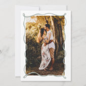 Sage Green Leaf Botanical Monogram Foto Huwelijk Kaart (Achterkant)