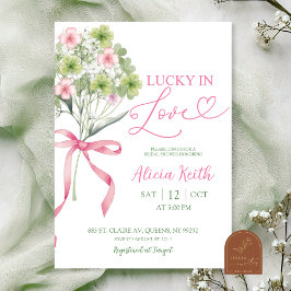 sage green leaf clover bouquet bridal shower kaart