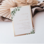 Sage Green Leaf en Real Roos Gold Wedding Folie Uitnodiging