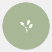Sage green, Leaf, Leaves, envelope seal, Ronde Sticker (Voorkant)
