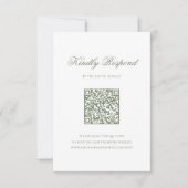Sage Green Leaf Monogram Crest QR Code Huwelijk RSVP Kaartje (Voorkant)