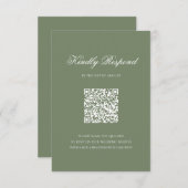 Sage Green Leaf Monogram Crest QR Code Huwelijk RSVP Kaartje (Voorkant / Achterkant)