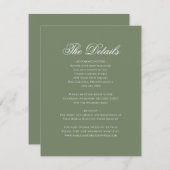 Sage Green Leaf Monogram Crest Wedding Details Informatiekaartje (Voorkant / Achterkant)