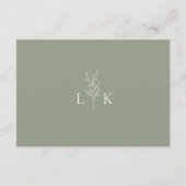 Sage Green Leaf Monogram Huwelijk QR Code Details Informatiekaartje (Achterkant)