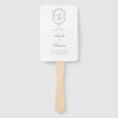 Sage Green Leaf Monogram Kreeft Trouwprogramma Handwaaier (Voorkant)