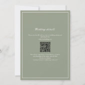Sage Green Leaf Monogram QR Code Huwelijk Kaart (Achterkant)