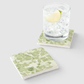 Sage Green Leaf Pattern, geïnspireerd Stenen Onderzetter (Zijkant)