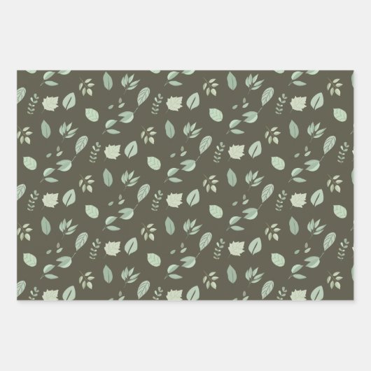 Sage Green Leaf Pattern | Stripesatroon Inpakpapier Vel (Voorkant 2)