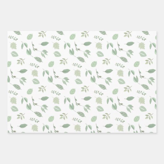 Sage Green Leaf Pattern | Stripesatroon Inpakpapier Vel (Voorkant)
