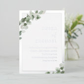 Sage Green Leaf & Silver Elegant Wedding Folie Uitnodiging (Staand Voorkant)