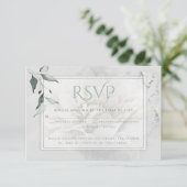 Sage Green Leafy Alabaster Dahlia Waterverf Wash RSVP Kaartje (Staand voorkant)