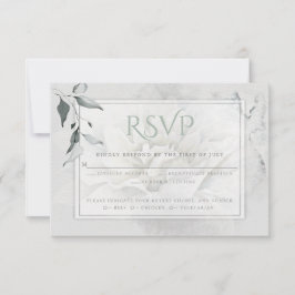 Sage Green Leafy Alabaster Dahlia Waterverf Wash RSVP Kaartje