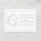 Sage Green Leafy Crest Monogram Coronavirus Detail Informatiekaartje (Voorkant)