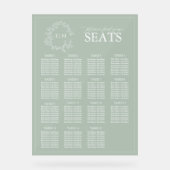 Sage Green Leafy Crest Monogram Weddenschap Acryl Bord (Voorkant)